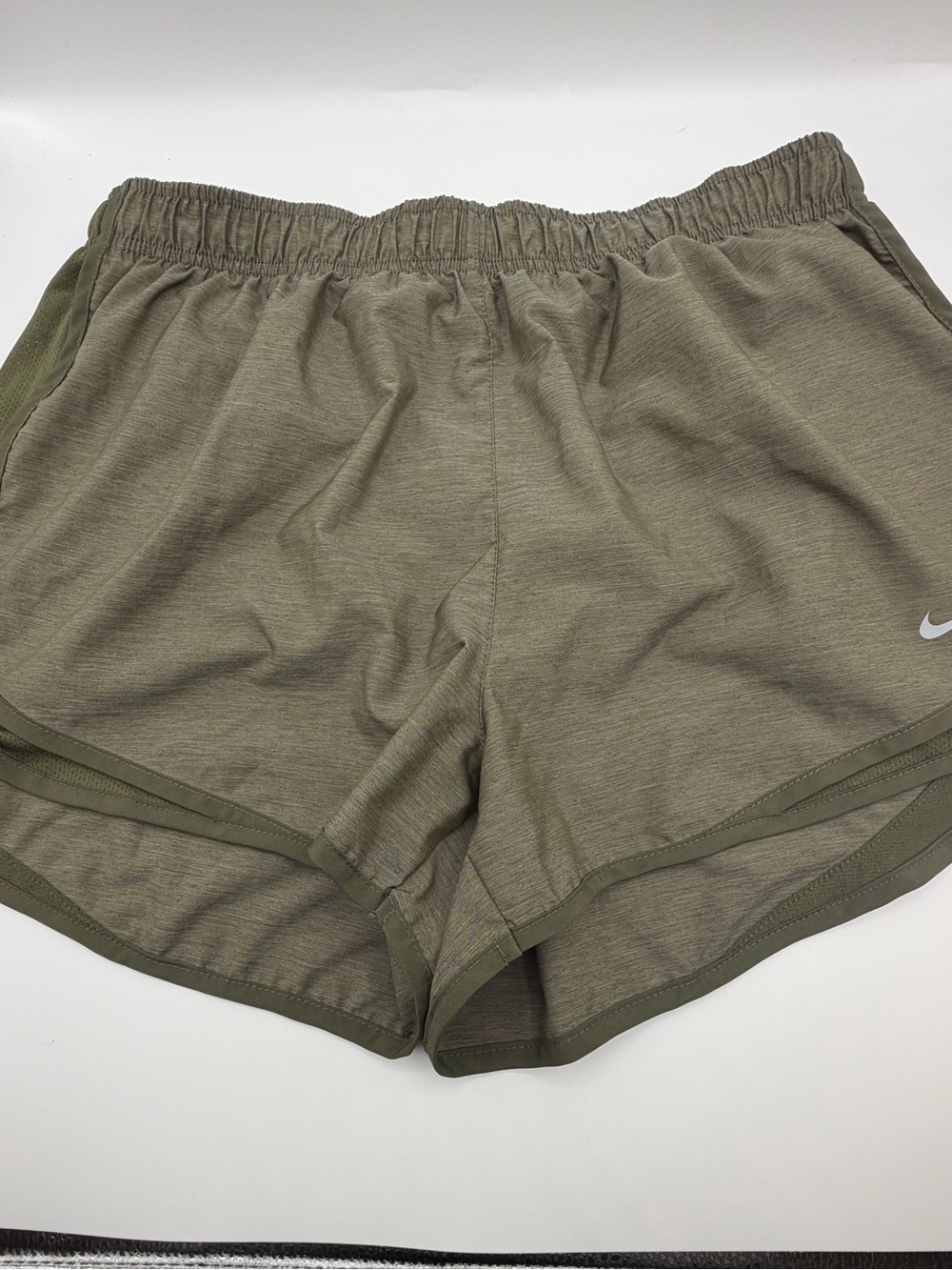 Nike Dri-FIT Tempo Running Shorts Womens XL Lined Olive Green Athletic Workout